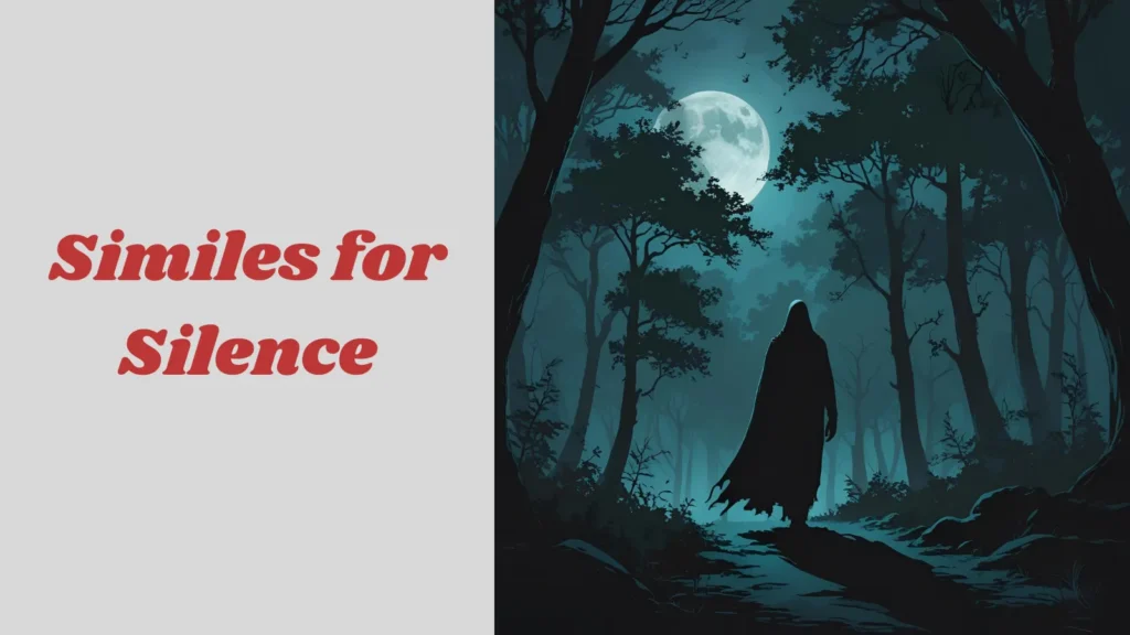 Similes for silence like 'as silent as the night' shown in image