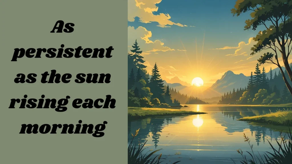 A persistent sun rising each morning is an example of Similes for Perseverance