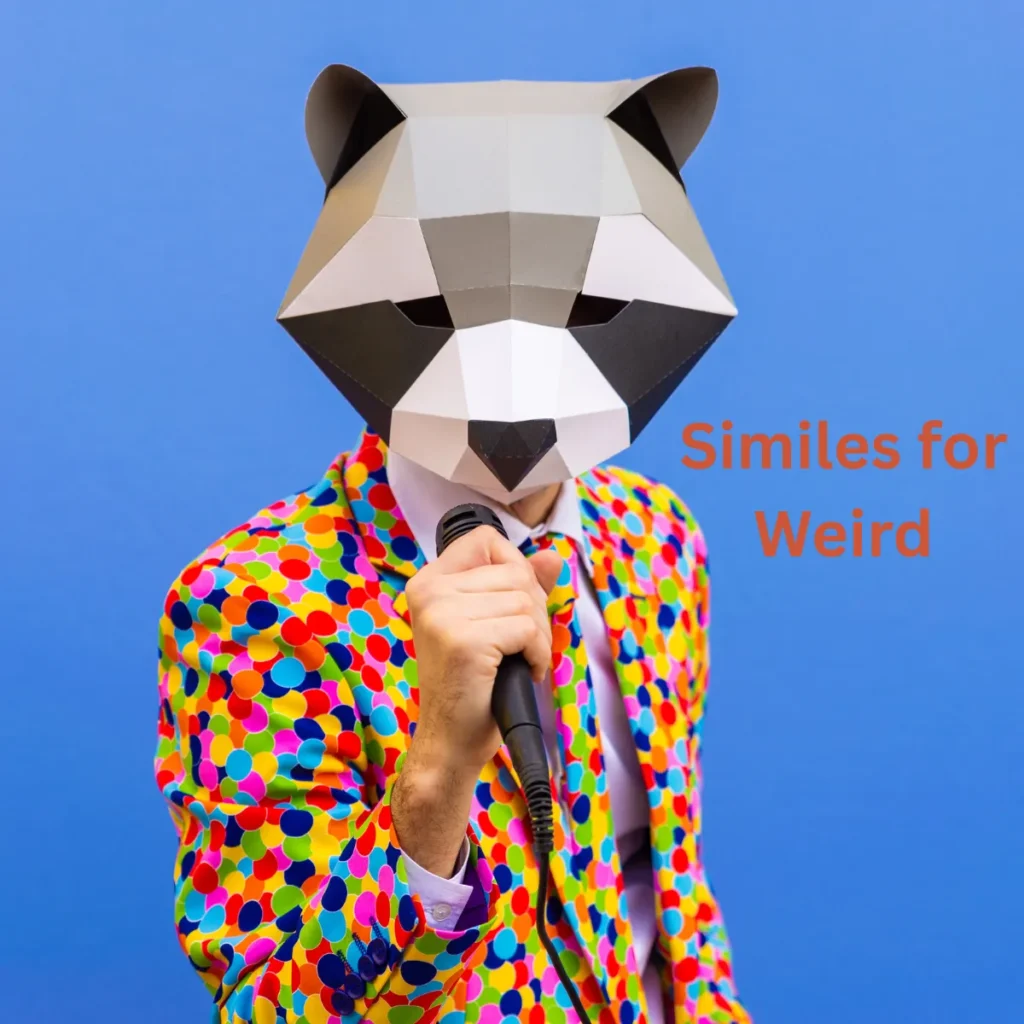 A weird-looking person standing in front of a microphone