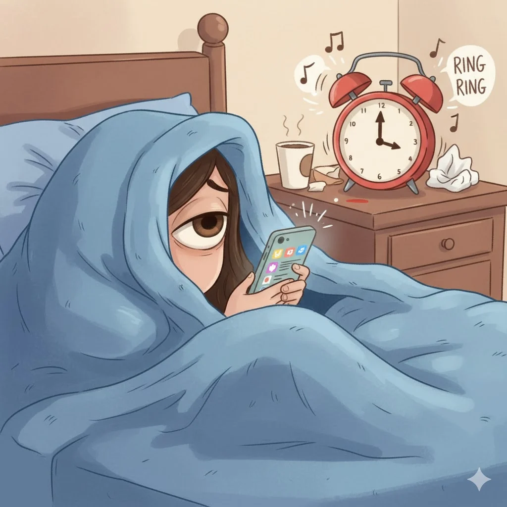 Lazy person refusing to wake up in morning