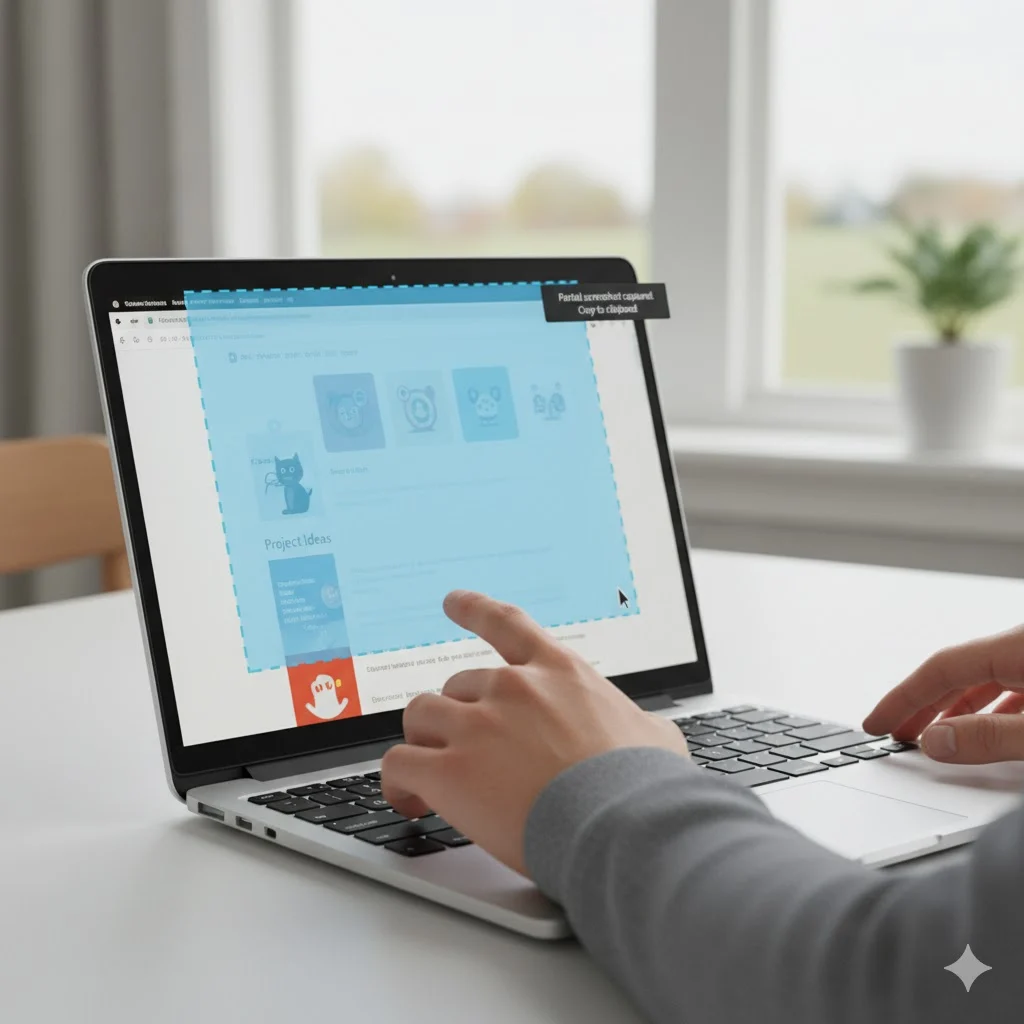 Partial screenshot selection on Chromebook screen